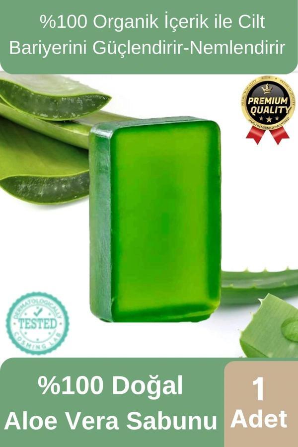 Organik Ferah Koku Cilt Bariyerini Güçlendirir Nemlendirir %100 Doğal Aloe Vera Sabunu 1 Adet - Image 1