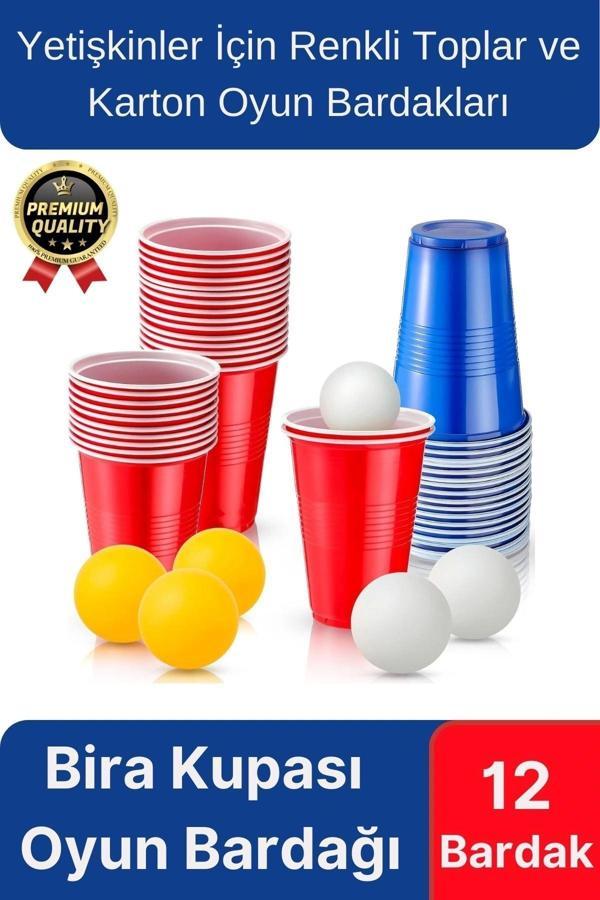 Özel Gün Beer Pong Yetişkin Eğlence Parti Malzemeleri İçki Bira Renkli 12 Toplu Karton Oyun Bardağı - Image 1