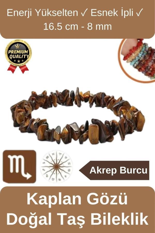 Özel Üretim Enerji Yükselten Esnek İpli Akrep Burcu Gerçek Kaplan Gözü Doğal Taş Unisex Bileklik - Image 1