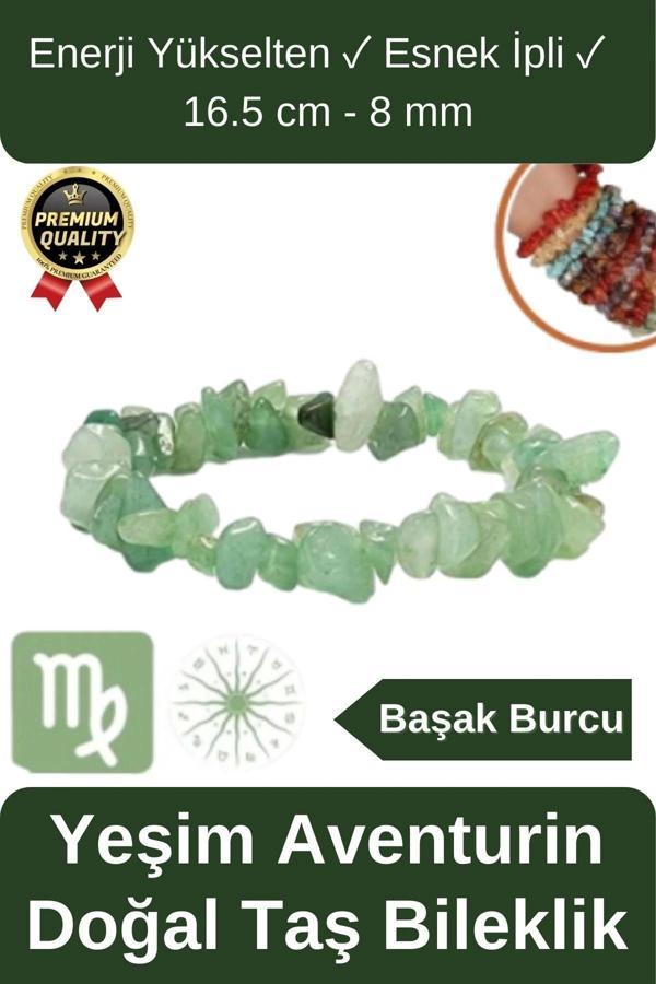 Özel Üretim Enerji Yükselten Esnek Ipli Başak Burcu Gerçek Yeşim Aventurin Doğal Taş Unisex Bileklik - Image 1