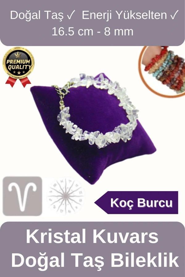 Özel Üretim Enerji Yükselten Esnek İpli Koç Burcu Beyaz Kristal Kuvars Doğal Taş Unisex Bileklik - Image 1