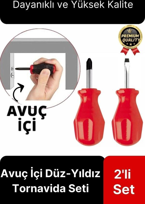Özel Üretim Kaliteli Dayanıklı Ergonomik Tadilat Vidalama Avuç İçi Düz Yıldız 2'li Tornavida Seti - Image 1