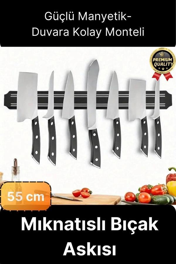Pratik Güçlü Manyetik Duvara Monteli Yer Tasarrufu Mutfak Aleti Mıknatıslı Bıçak Standı Askısı-55 cm - Image 1