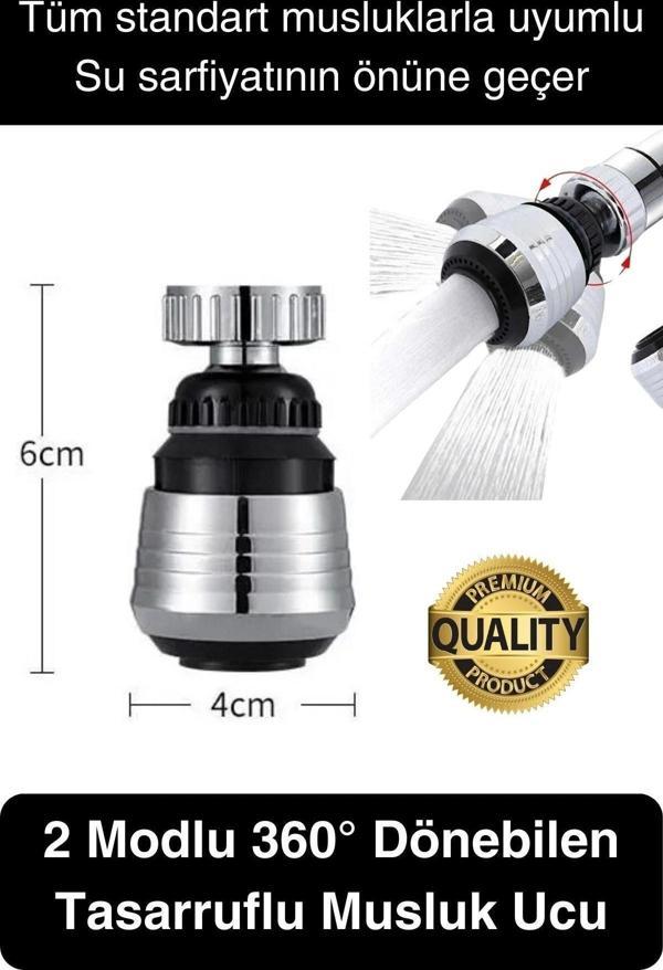 Premium 2 Modlu 360° Dönebilen Perlatör Başlığı Mutfak Lavabo Su Tasarrufu Musluk Ucu Şık Tasarım - Image 1
