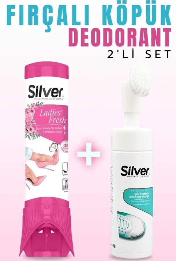 SİLVER Kadın Ayakkabı Deodorant + Fırçalı Spor Ayakkabı Temizleme Köpüğü 2'li Set - Image 1