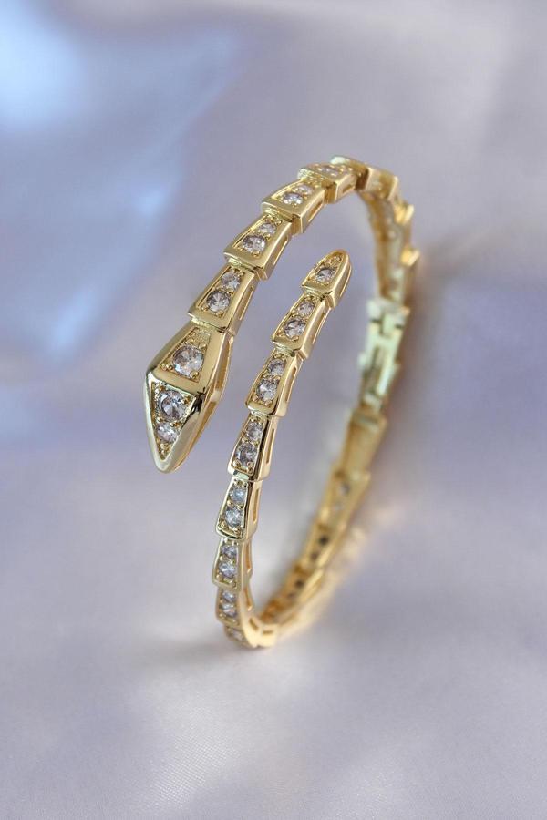 VIP Seri Yılan Model Gold Renk Kadın Kelepçe Bileklik SL6419 - Image 1