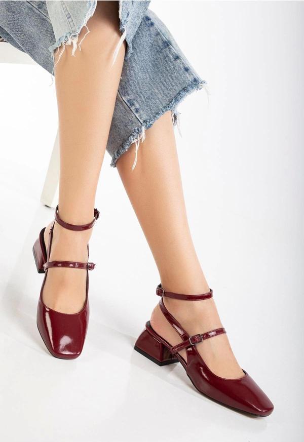 Bordo Rugan Günlük 4 Cm Topuklu Bayan Ayakkabı - Image 1