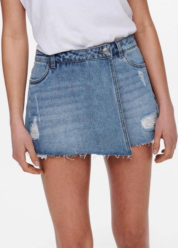 Only Kadın Onltexas Life Reg Denim Kadın Kot Şort Etek Açık Mavi - 15227220 - Image 1