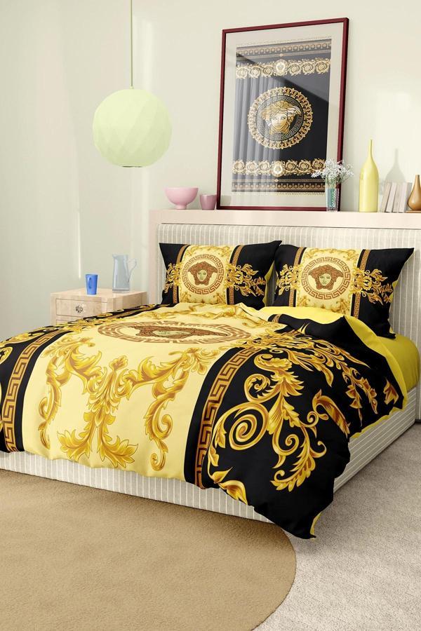 Marka Nevresim Takımı Çift Kişilik Pamuklu Saten Kumaş 6 Parça 3D Dijital Baskı Duvet Cover Set Mode - Image 1