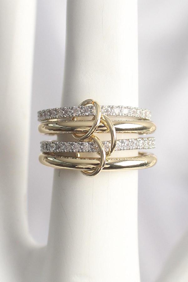 Pirinç Mix Renk Zirkon Taşlı 4'Lü Kadın Yüzük - TJ-BYK3706 - Image 1