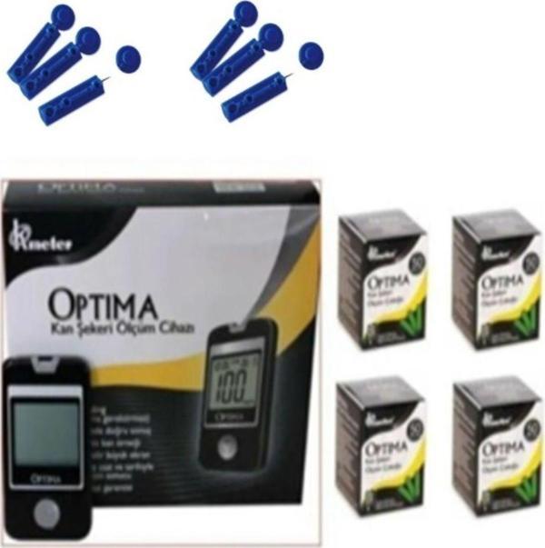 Optima Şeker Ölçüm Cihazı + 4 Adet Strip (50'li) (4x50=200) + 2 Adet lanset(2x100=200) - Image 1