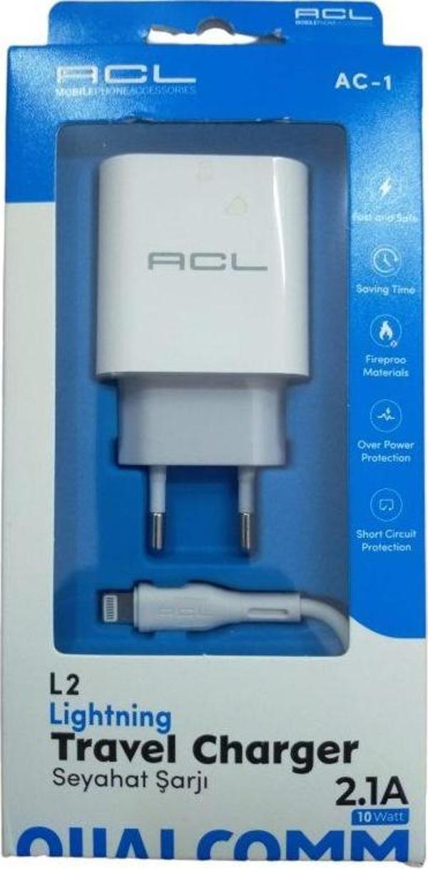 ACL ŞARJ BAŞLIK+KABLO İPHONE (Ligthining) 10W 2.1A - Image 1