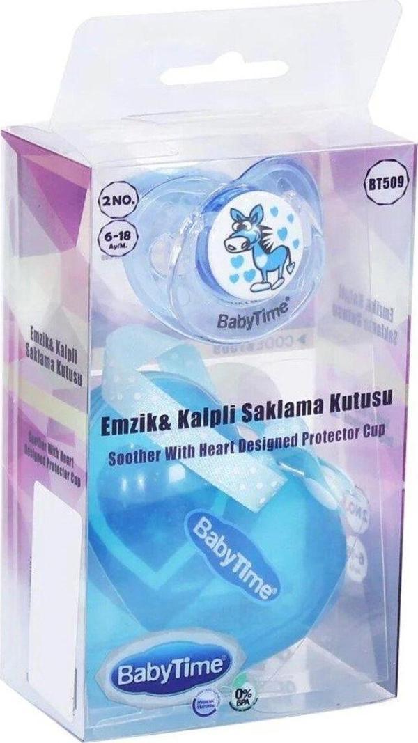 Emzik No.1 ve Kalpli Saklama Kutusu 0-6 Aylık (Mavi) - Image 1