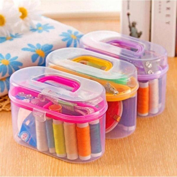 Mini Dikiş Seti İp İğne Dikiş Makaslı Mezuralı Mini Dikiş Kutusu - Image 1