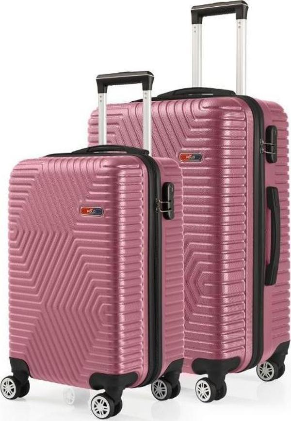 G&D Polo Suitcase Abs Kabin Ve Orta Boy Gül Kurusu 2'li Valiz Seti 600.08-Set-OK - Image 1