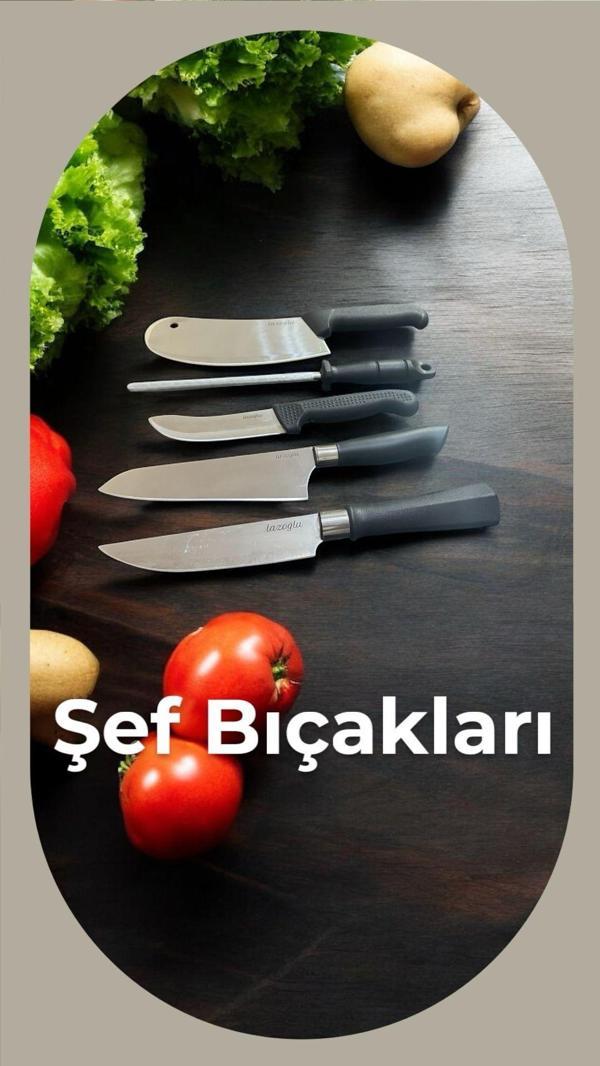 Lazoğlu bıçak seti - 5 parça şef mutfak bıçak seti takımı - Image 1