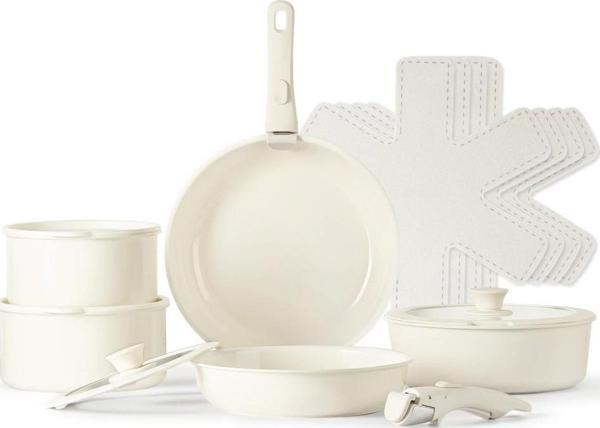 Kapris Beta 15 Parça Seramik Döküm Tencere Tava Seti Beige - Image 1