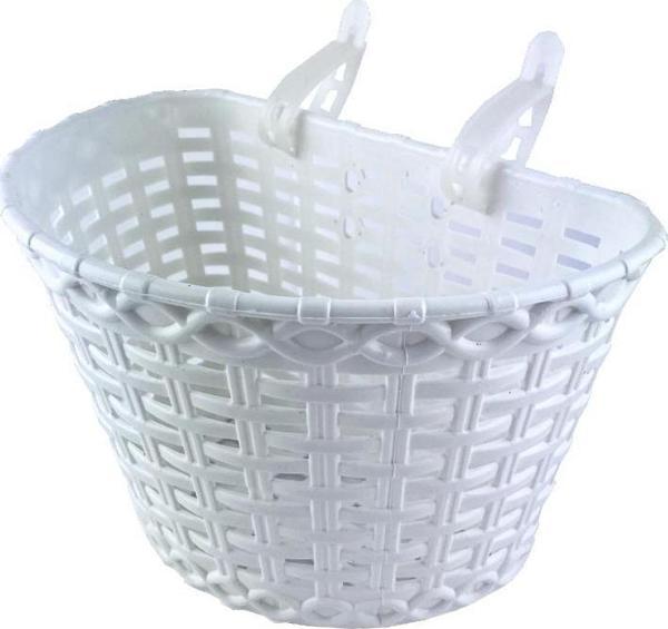 16-20 Jant Uyumlu Hasır Desenli Plastik Çocuk Bisikleti Ön Sepet Beyaz - Image 1