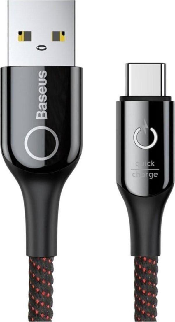 Baseus C-Light 3A 1 Metre Işıklı Type-C Kablo Siyah CATCD-01 - Image 1