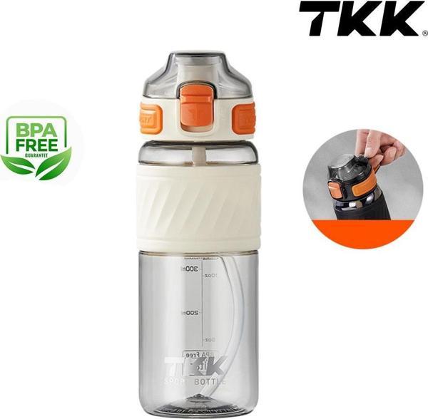 Tkk T1025 Çift Kullanım Pipetli/Rahat İçim Beyaz Tritan Matara 600ml - Image 1
