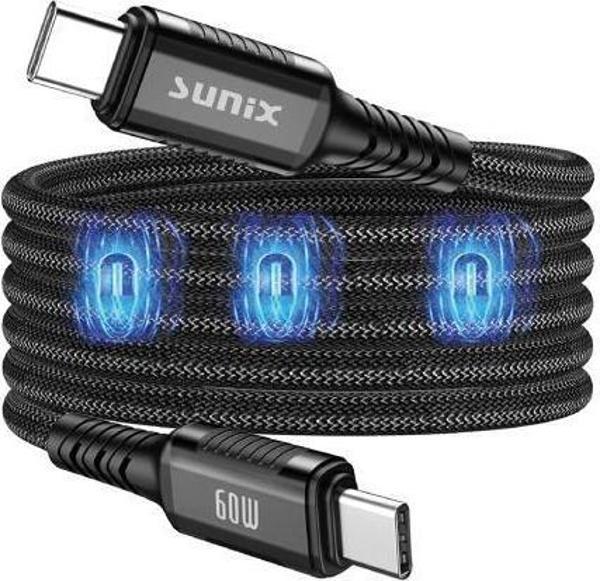 Sunix 60W Mıknatıslı Usb-C Data ve Şarj Kablosu IP-25 - Image 1
