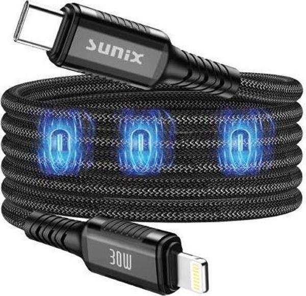 Sunix 30W Mıknatıslı Usb-C Lightning Data ve Şarj Kablosu IP-30 - Image 1