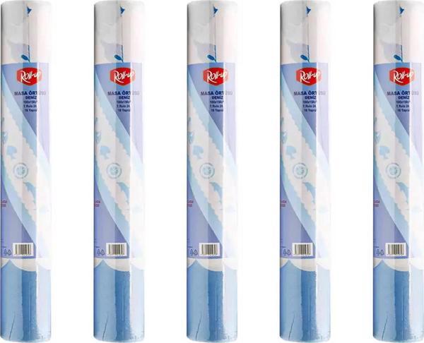 Roll-Up Deniz Desenli Tek Kullanımlık Laminelli Kağıt Masa Örtüsü - 100x150 Cm. - 16 Yaprak 5 Rulo - Image 1