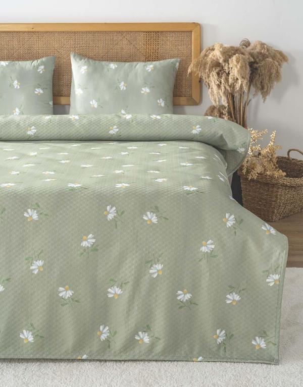 Yeşil Papatya Çift Kişilik Baskılı Pike 200 x 220 cm - Image 1