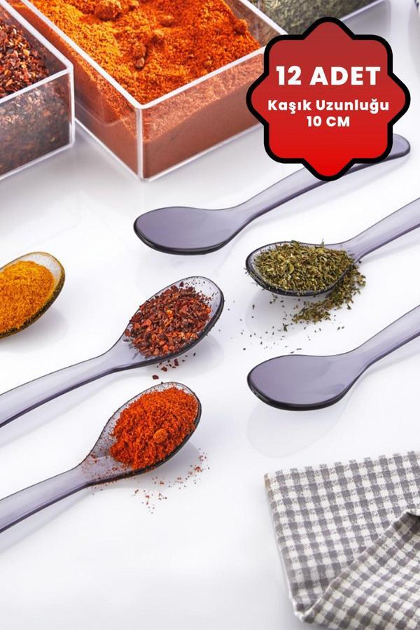 Mithra Life 12 li Gri Baharat Bal ve Servis Kaşığı MIT1138 - Image 1