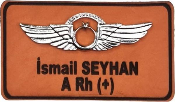 Deri Metal Rozetli Kıdemli Pilot İsimliği Tulum İsimlik - Deri İsimlik - Pilot İsimlik - Image 1