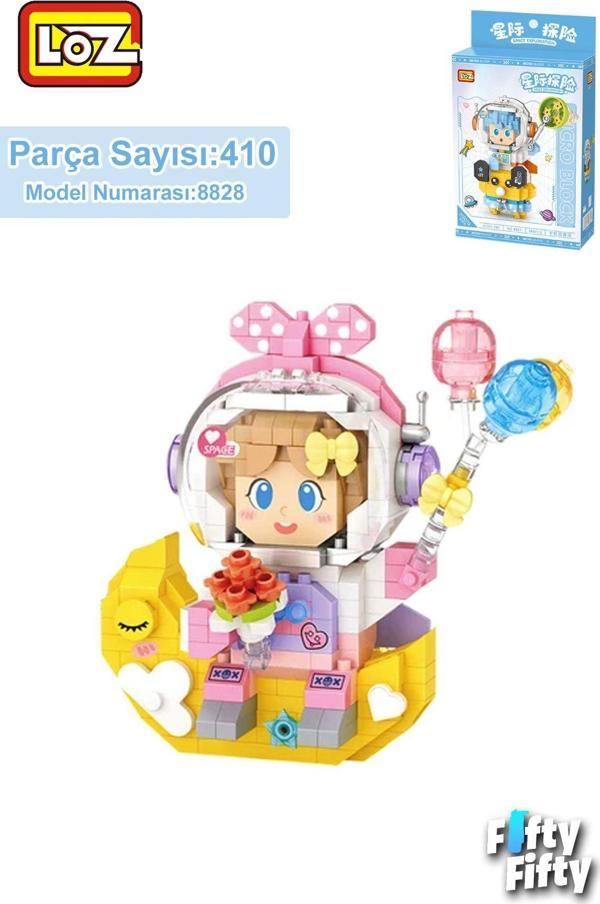 LOZ Micro Block Serisi Pembe Astronot 410 Parça Oyuncak Yapım Seti FFLZ-8828 - Image 1