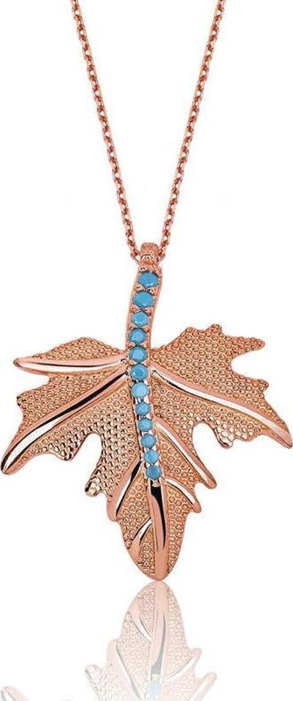 Gümüş Çınar Yaprağı Bayan Kolye - Image 1