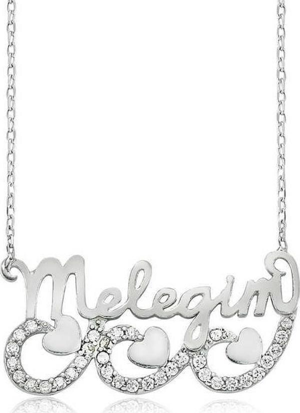 Gümüş Meleğim Yazılı Kalpli Bayan Kolye - Image 1