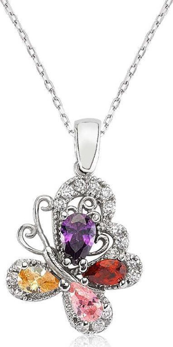 Gümüş Renkli Kelebek Bayan Kolye - Image 1