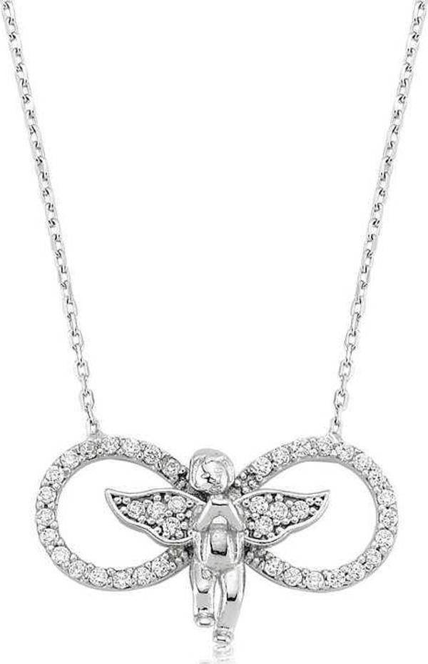 Gümüş Sonsuzluk Melek Bayan Kolye - Image 1