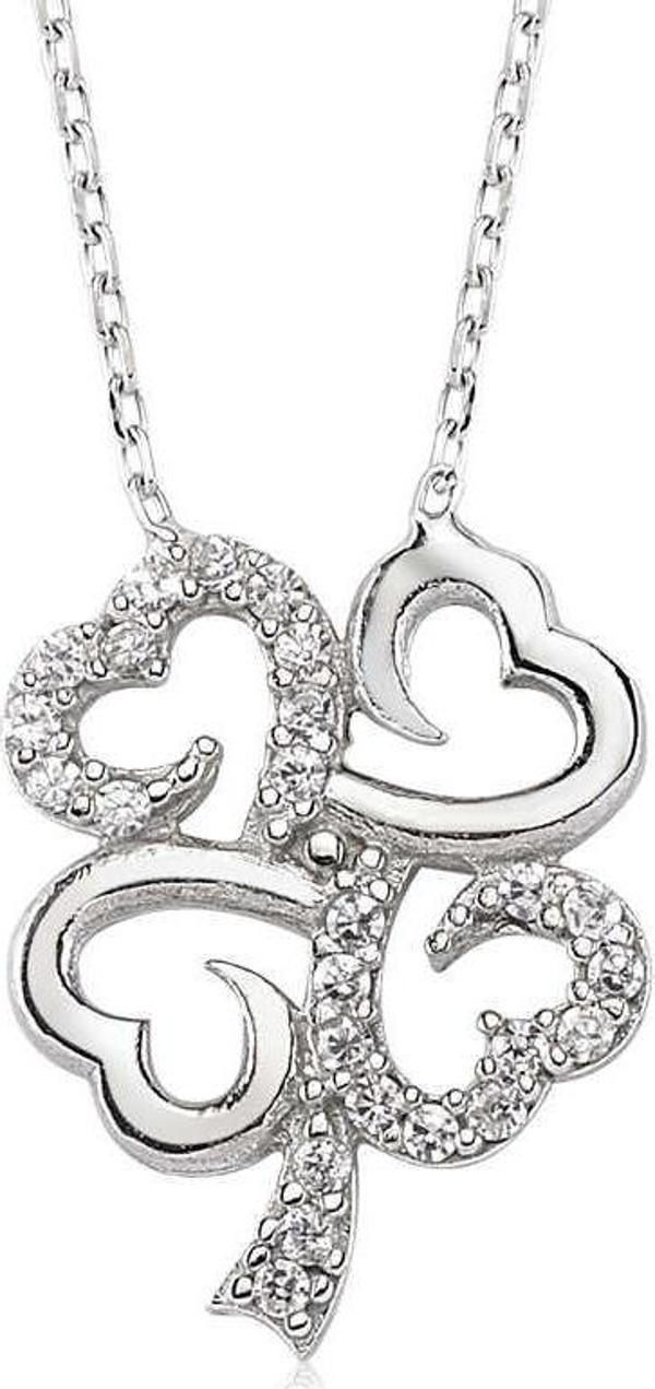 Gümüş Dört Yapraklı Yonca Bayan Kolye - Image 1