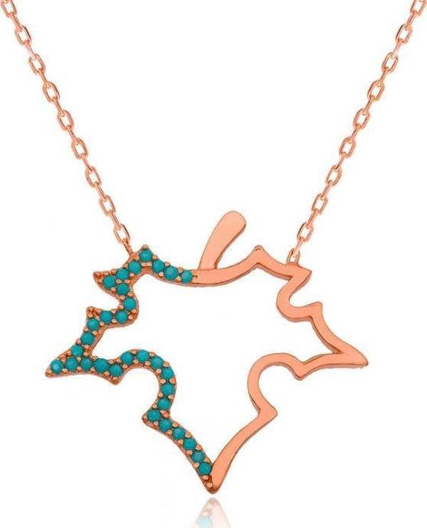 Gümüş Mavi Yaprak Bayan Kolye - Image 1