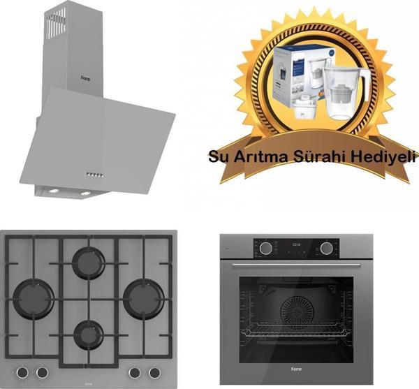 Ferre Fryart Gri Cam Ankastre Set D088- LN388 Döküm Izgara Önden Düğmeli Ocak - Xe63cpr FryArt - Image 1