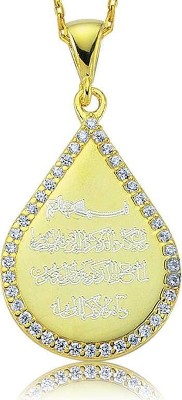 Gümüş Damla Nazar Duası Bayan Kolye - Image 1