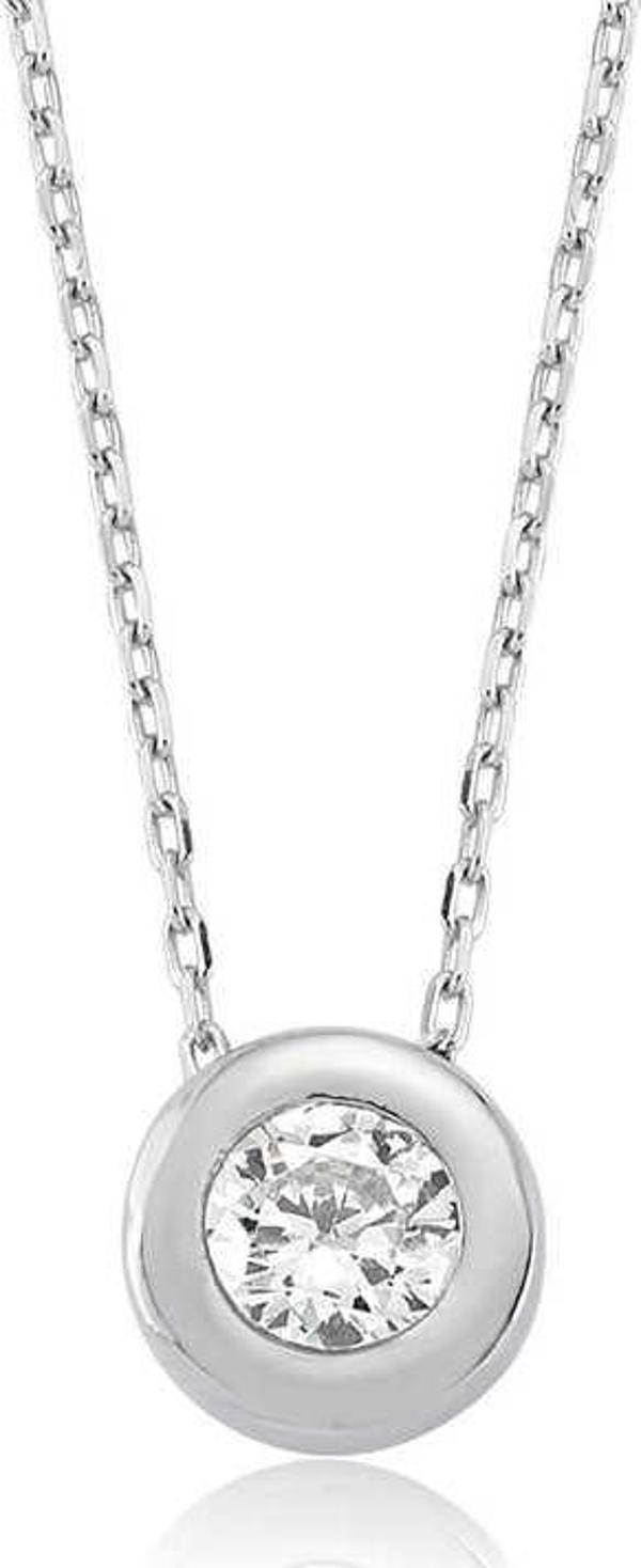 Gümüş Tek Taşlı Bayan Kolye - Image 1