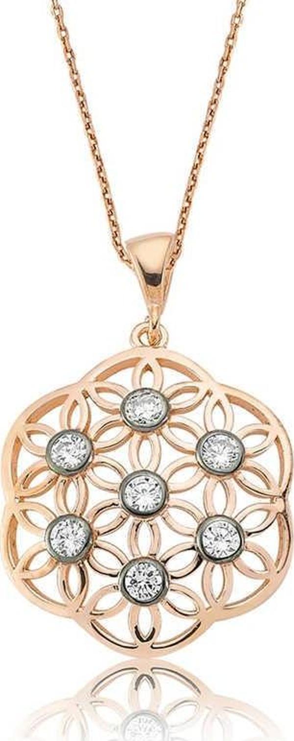 Gümüş Yaşam Çiçeği Bayan Kolye - Image 1