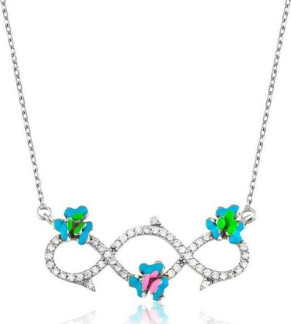 Gümüş Çiçekli Sonsuzluk Bayan Kolye - Image 1