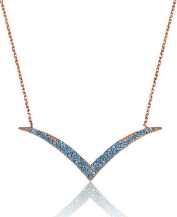 Gümüş Firuze Taşlı Martı Bayan Kolye - Image 1