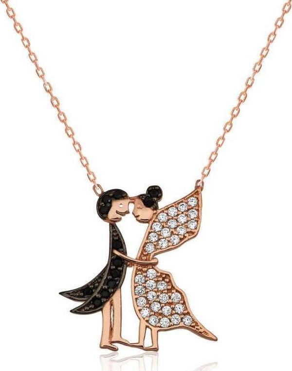 Gümüş Aşık Kelebekler Bayan Kolye - Image 1