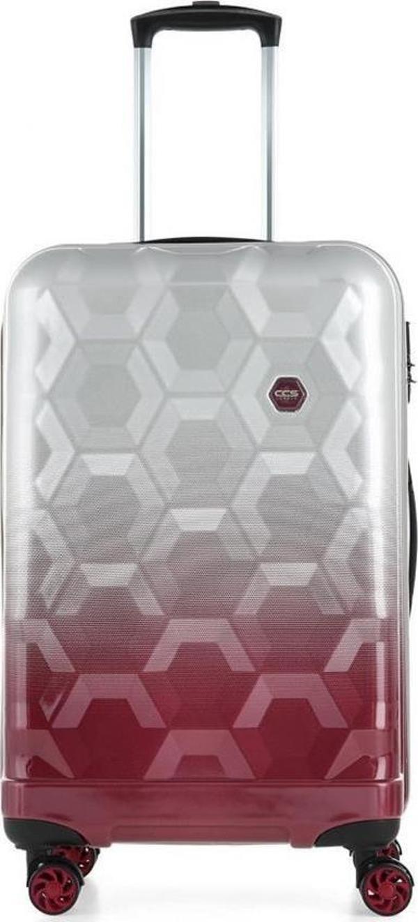 ÇÇS London 5226 Büyük Boy Valiz Bordo Beyaz - Image 1