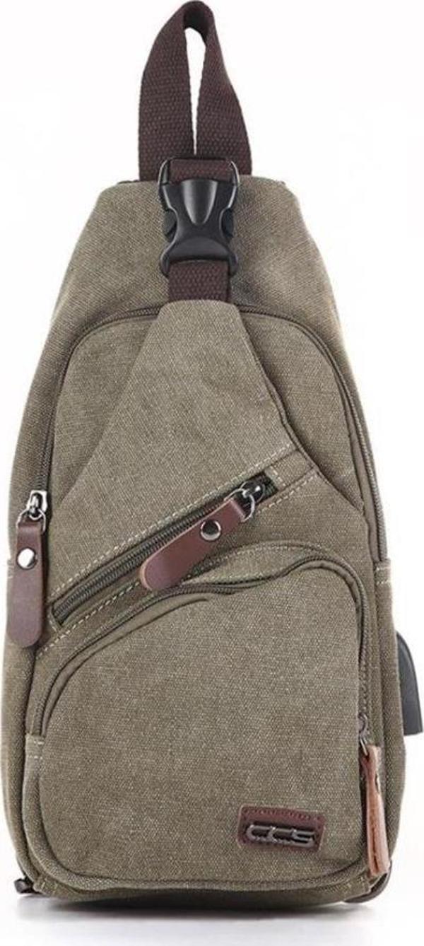 Ççs London 31184 Usb Aux Çıkışlı Kanvas Sırt Çantası Yeşil - Image 1