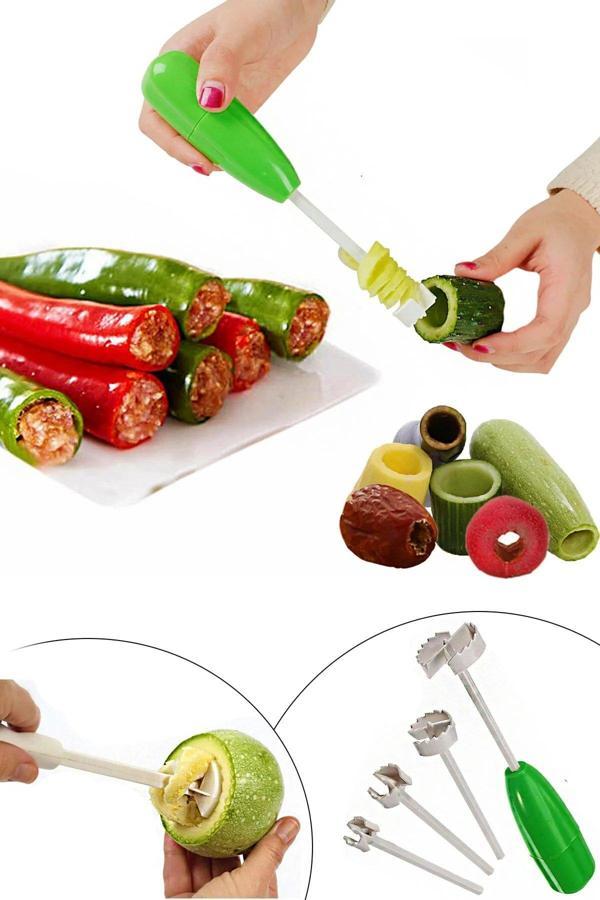 4 Başlıklı Oyma Seti Sebze Patlıcan Patates Kabak Oyacağı - Image 1