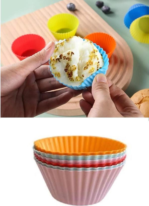 Büro Ev Ofis Mutfağı için 6ADET Mini Renkli Yıkanır Tırtıklı Cupcake Kek Muffin Hamur Kalıbı - Image 1