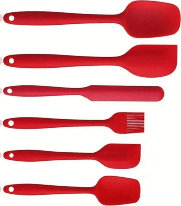 Büro Ev Ofis Mutfağı için 6PARÇA Slikon Yumurta Fırçası Kaşık Bıçak Spatula Pasta Yapım Seti - Image 1