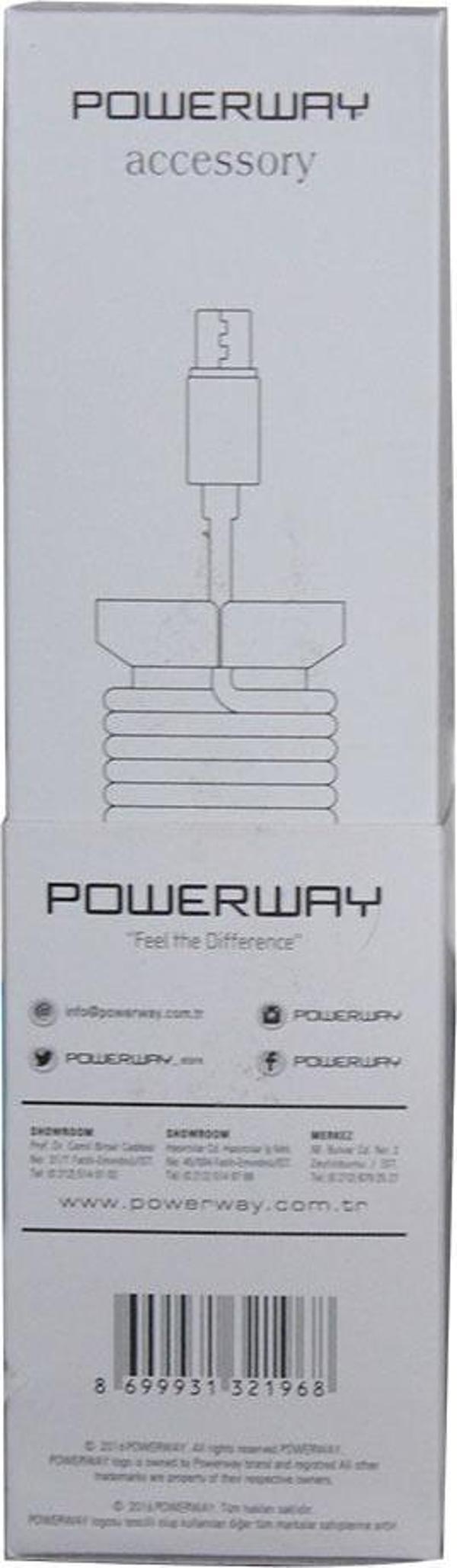 Powerway Micro USB Hızlı Şarj Kablosu Örgülü 1.1M - CX09 Beyaz - Image 1